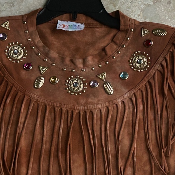 Visage Ladies Fashion  Dye Brown Cotton,Beaded and Fringed at top, with Pants - Picture 16 of 16